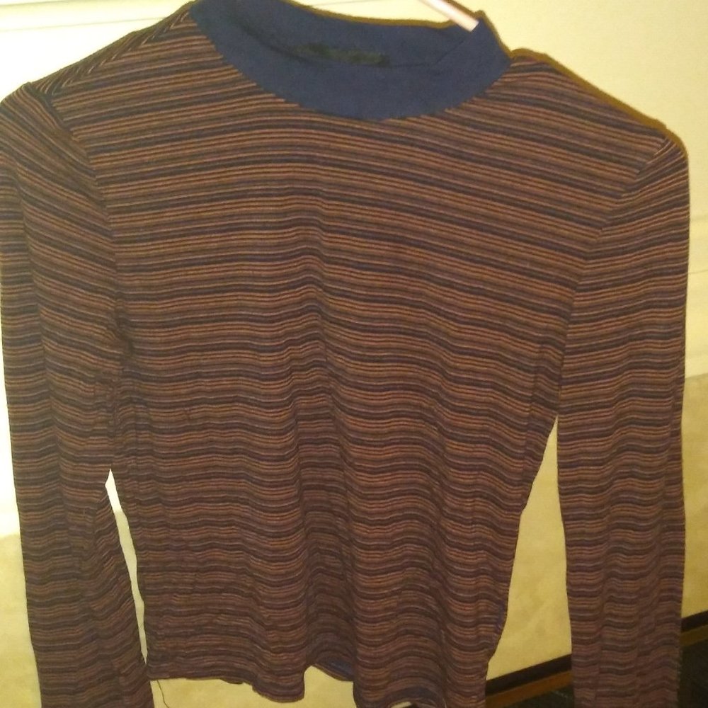SHEIN LONGSLEEVE MOCK NECK STRIPED TOP